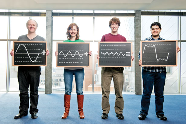 MIT researchers showing how sine waves can combine to make a square-ish wave.