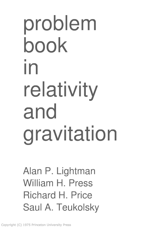 Problem Book in Relativity and Gravitation